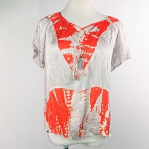 Gypsy 05 Womans Blouse Top Size Medium Gray Orange